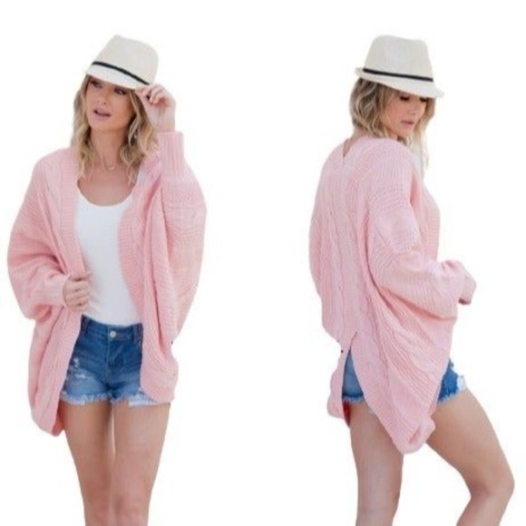 Military Hippie OS Oversized Slouchy Open Front Dolman Sleeve Cardigan Sweater - Picture 9 of 9